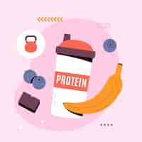 Kostenloser Vektor handgezeichnete proteinshake-illustration