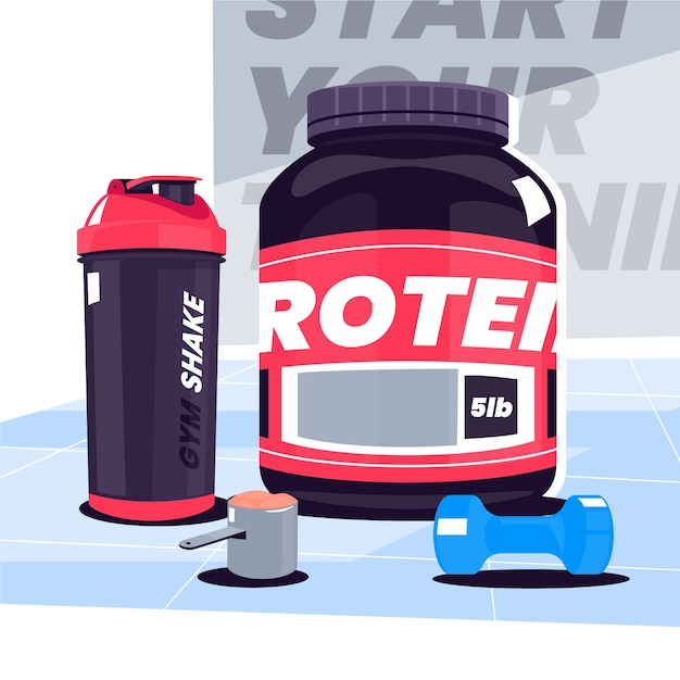 Kostenloser Vektor handgezeichnete proteinshake-illustration