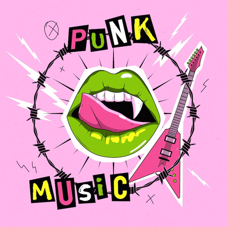 Kostenlose Vektor handgezeichnete punkrock-illustration