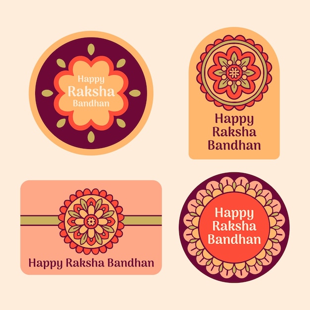 Handgezeichnete raksha-bandhan-etiketten-sammlung