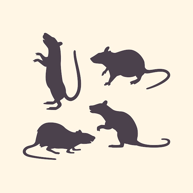 Kostenloser Vektor handgezeichnete rattensilhouette
