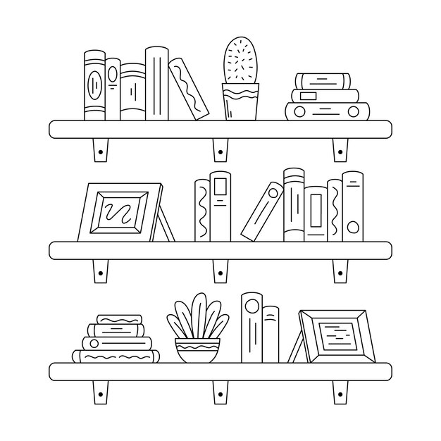 Handgezeichnete Regalumrissillustration
