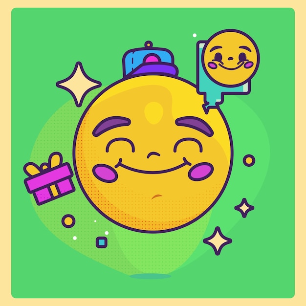 Kostenloser Vektor handgezeichnete retro-smiley-emoji-illustration