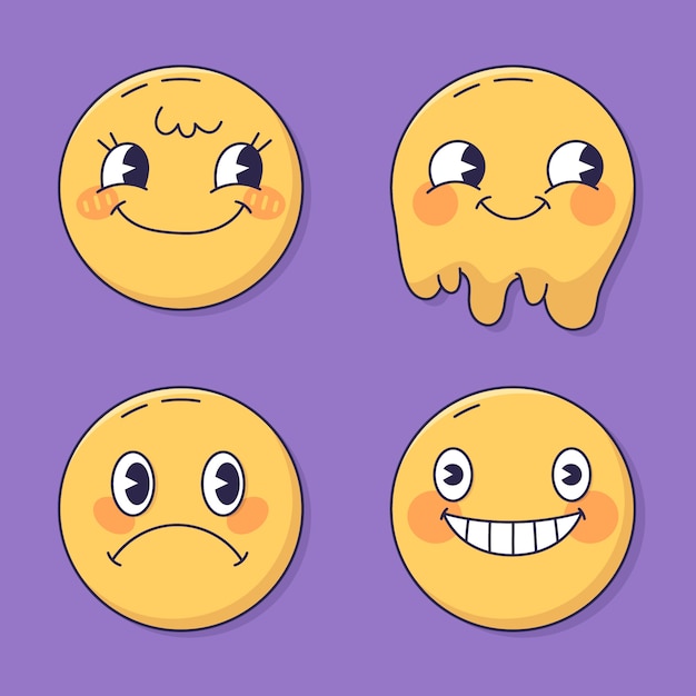 Kostenloser Vektor handgezeichnete retro-smiley-emoji-illustration