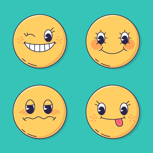 Kostenloser Vektor handgezeichnete retro-smiley-emoji-illustration