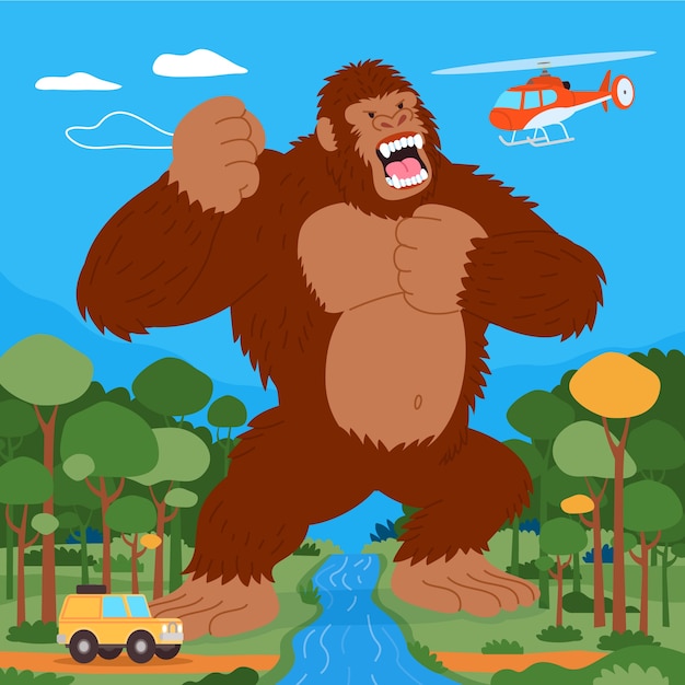 Kostenloser Vektor handgezeichnete riesige gorilla-illustration