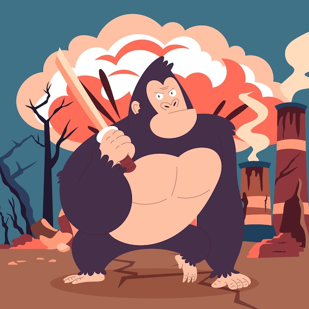 Handgezeichnete riesige gorilla-illustration