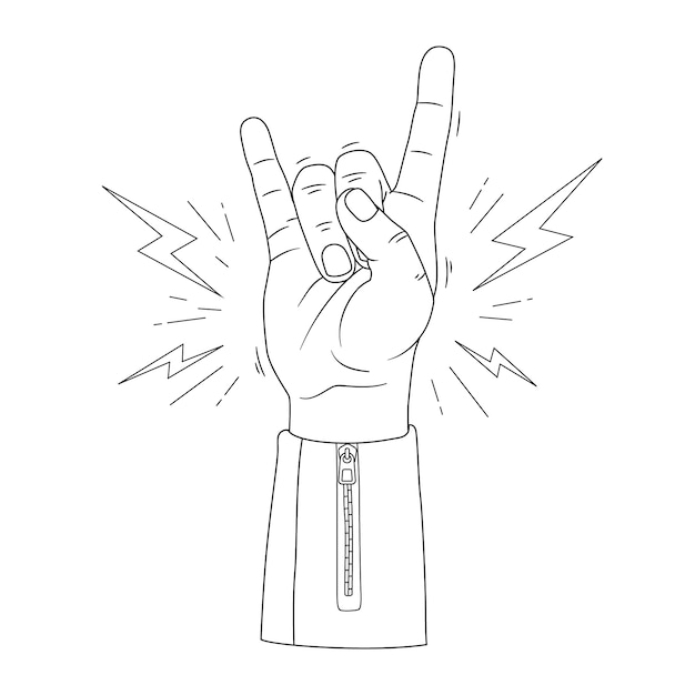 Handgezeichnete rock'n'roll-handillustration