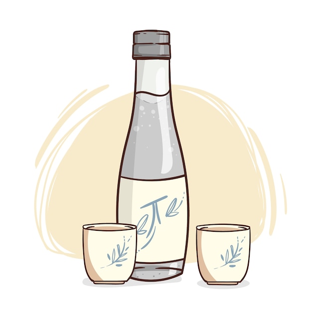 Kostenloser Vektor handgezeichnete sake-illustration