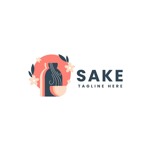 Kostenloser Vektor handgezeichnete sake-logo-vorlage