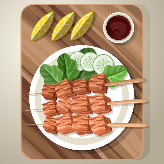 Handgezeichnete Satay-Illustration