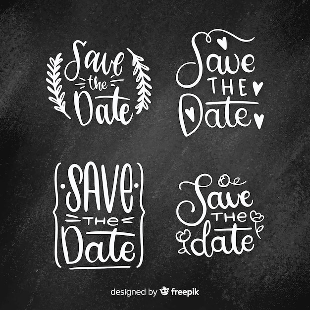 Kostenloser Vektor handgezeichnete save the date label pack