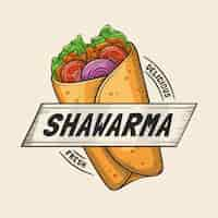 Kostenloser Vektor handgezeichnete schawarma-logo-vorlage