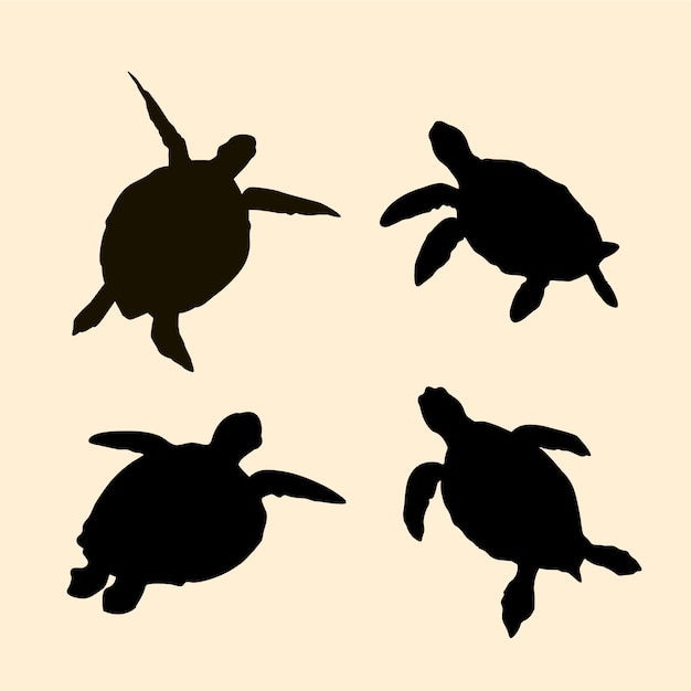 Kostenloser Vektor handgezeichnete schildkrötensilhouette