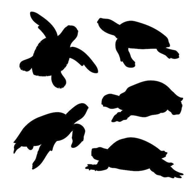 Kostenloser Vektor handgezeichnete schildkrötensilhouette