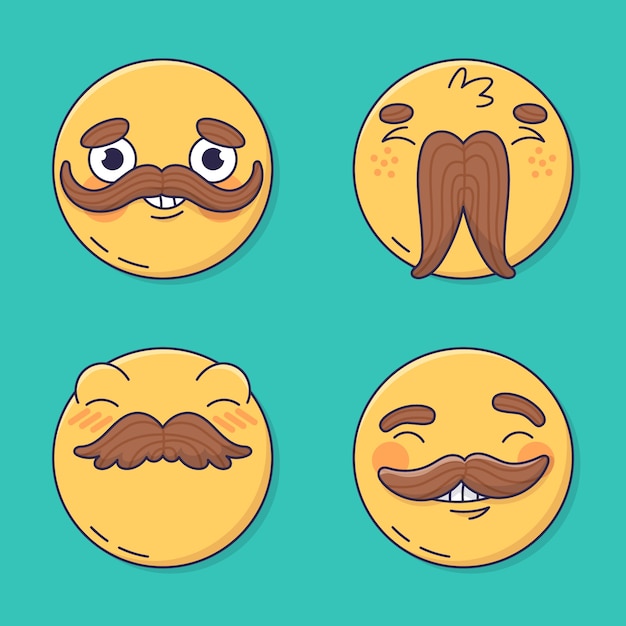 Handgezeichnete schnurrbart-emoji-illustration