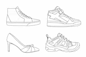 Kostenloser Vektor handgezeichnete schuhumrissillustration