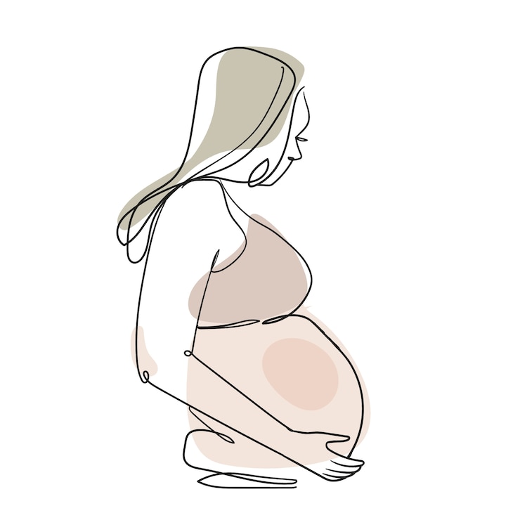 Kostenlose Vektor handgezeichnete schwangere frau, die illustration zeichnet