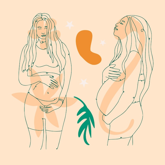 Kostenloser Vektor handgezeichnete schwangere frau, die illustration zeichnet