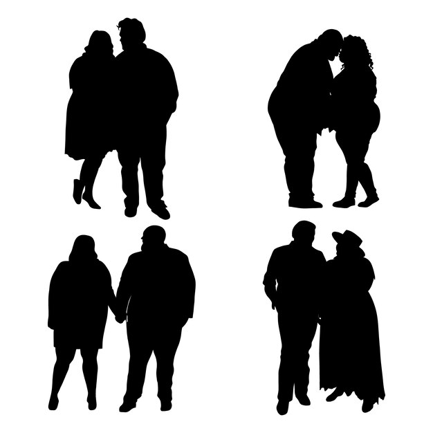 Handgezeichnete Silhouette des Paares