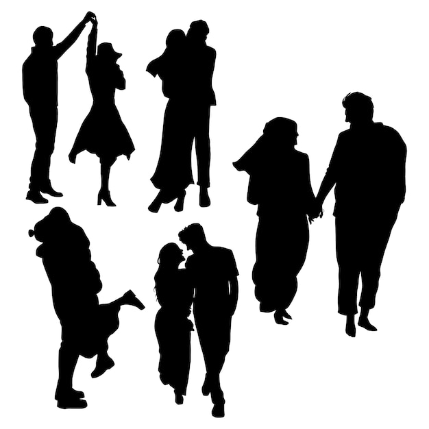 Handgezeichnete Silhouette des Paares