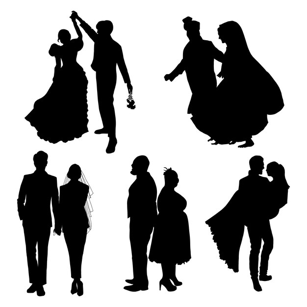 Handgezeichnete Silhouette eines Hochzeitspaares