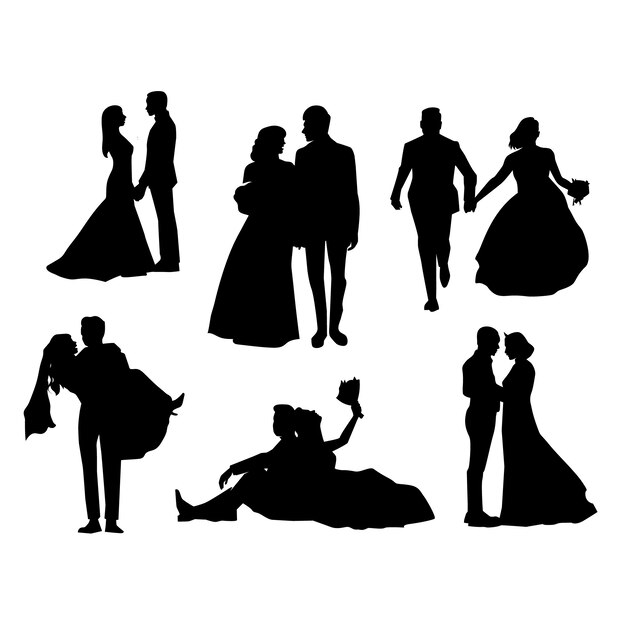 Handgezeichnete Silhouette eines Hochzeitspaares