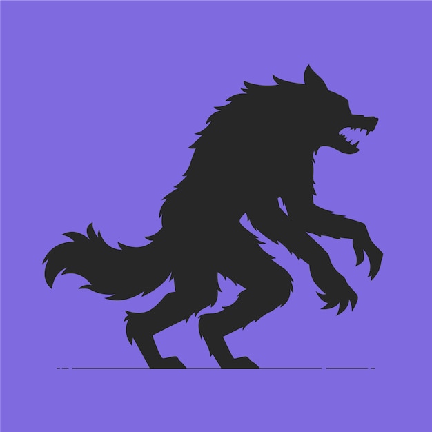 Kostenloser Vektor handgezeichnete silhouette eines werwolfs