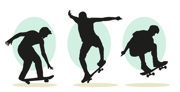 Kostenloser Vektor handgezeichnete skateboard-silhouette