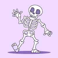 Kostenloser Vektor handgezeichnete skelett-cartoon-illustration