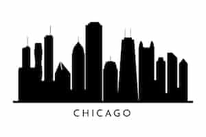 Kostenloser Vektor handgezeichnete skyline-silhouette von chicago
