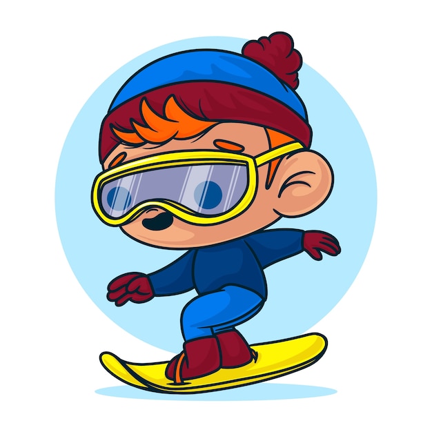 Handgezeichnete snowboard-cartoon-illustration