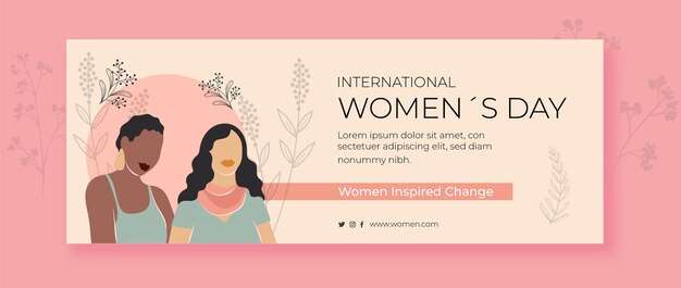 Handgezeichnete Social-Media-Cover-Vorlage für den internationalen Frauentag