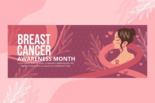 Handgezeichnete Social-Media-Cover-Vorlage für den Monat des Brustkrebsbewusstseins