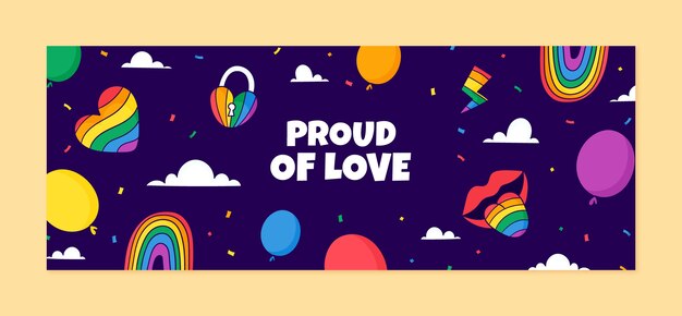 Handgezeichnete Social-Media-Cover-Vorlage für die Feier des Pride Month