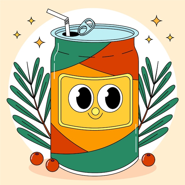 Kostenloser Vektor handgezeichnete soda-cartoon-illustration