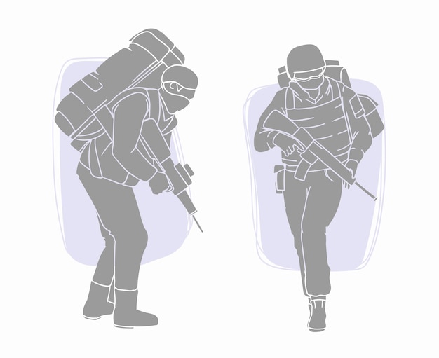 Handgezeichnete Soldat-Silhouette-Illustration