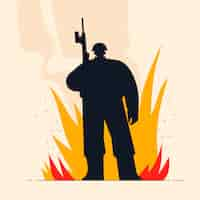 Kostenloser Vektor handgezeichnete soldat-silhouette-illustration