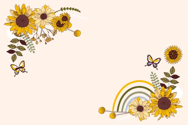 Handgezeichnete Sonnenblumengrenze