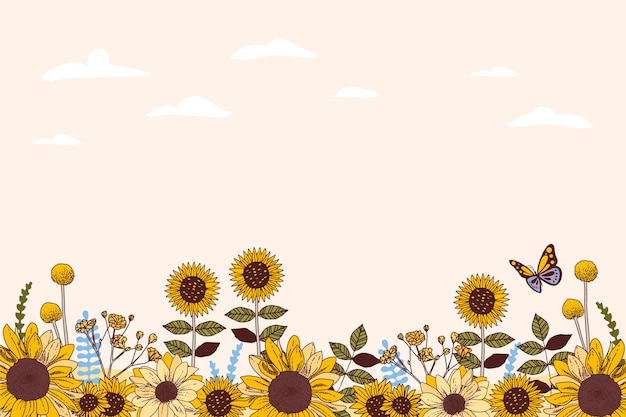 Handgezeichnete Sonnenblumengrenze