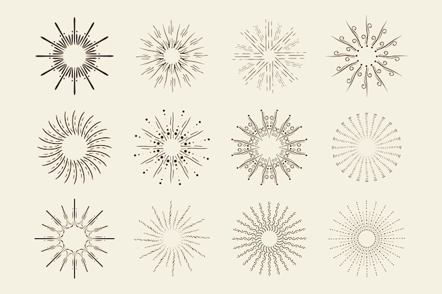 Kostenloser Vektor handgezeichnete sonnendurchbrüche-kollektion