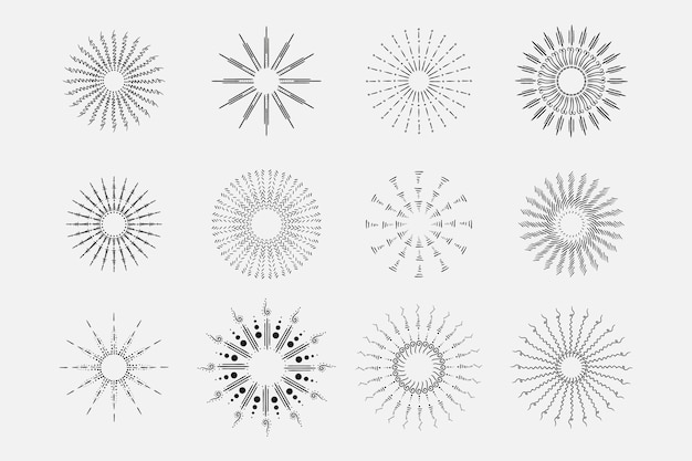 Kostenloser Vektor handgezeichnete sonnendurchbrüche-kollektion