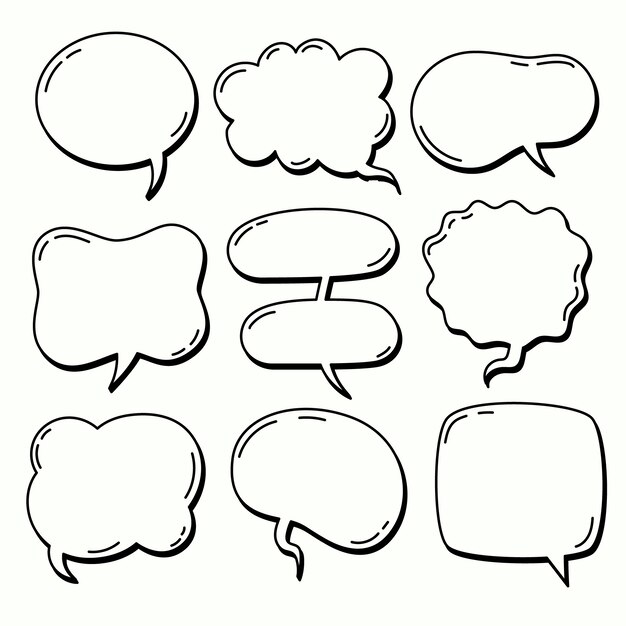 Handgezeichnete Sprechblasen-Doodle-Zeichnungsillustration