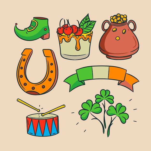 Handgezeichnete st. patrick's day elementsammlung