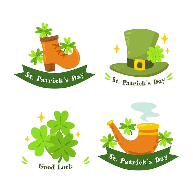 Handgezeichnete st. patricks day label kollektion