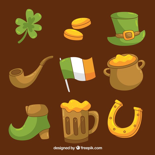 Handgezeichnete st. patricks Tageselement-Sammlung