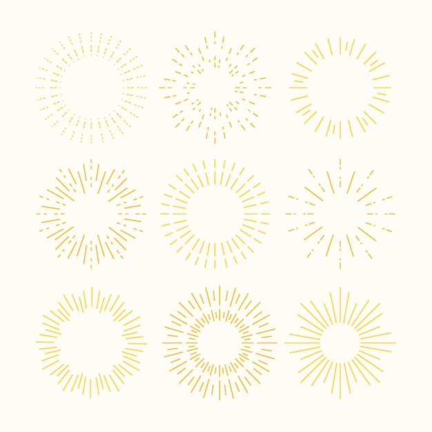 Handgezeichnete sunburst-kollektion