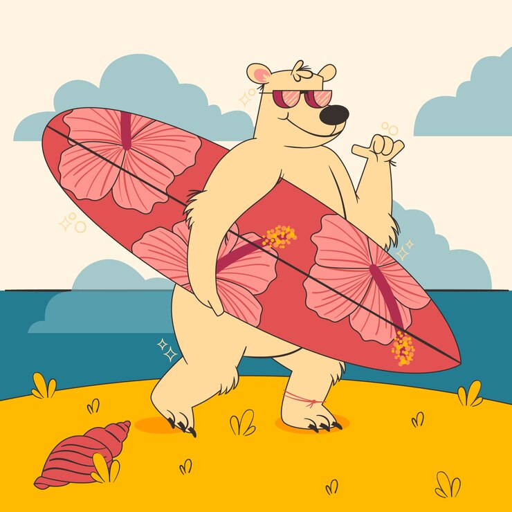 Kostenlose Vektor handgezeichnete surfbrett-cartoon-illustration