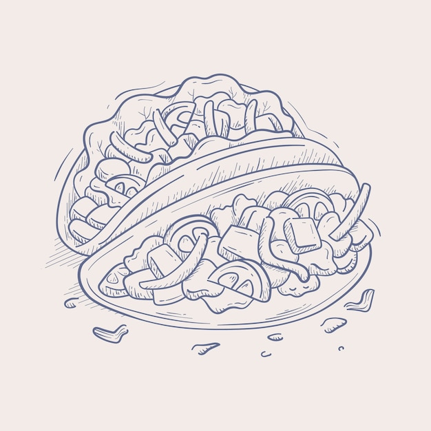 Handgezeichnete Taco-Umriss-Illustration