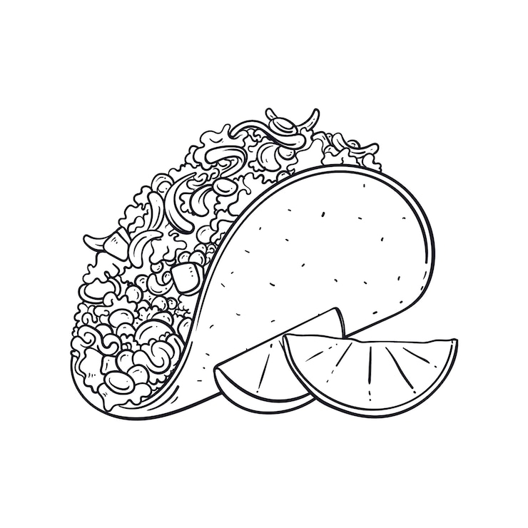 Kostenlose Vektor handgezeichnete taco-umrissillustration